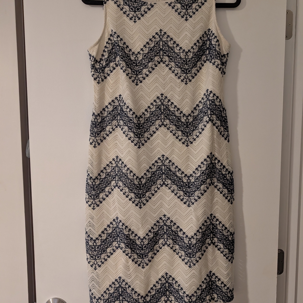 Eliza J Cream and Black Halter Sheath Mini Dress